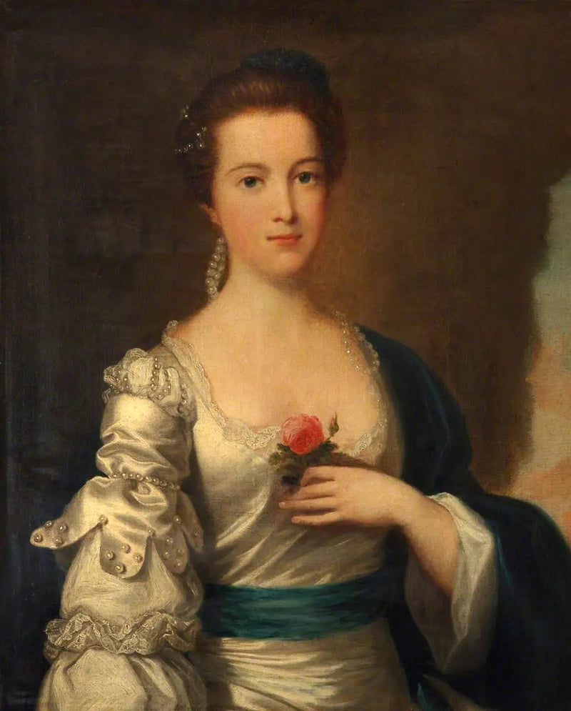 Retrato de una dama con vestido de satén blanco - Joshua Reynolds
