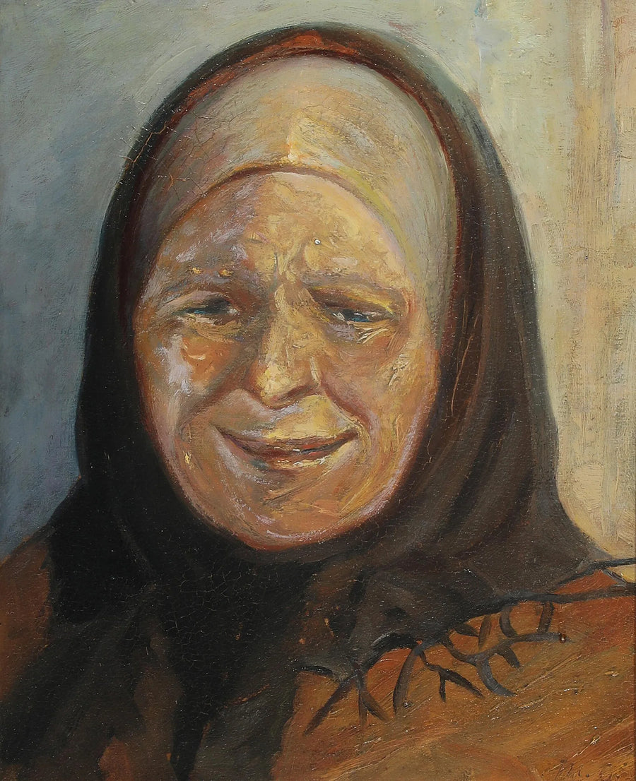 Retrato de una anciana de Skagen, con la luz del sol reflejándose en su barbilla izquierda. - Michael Peter Ancher