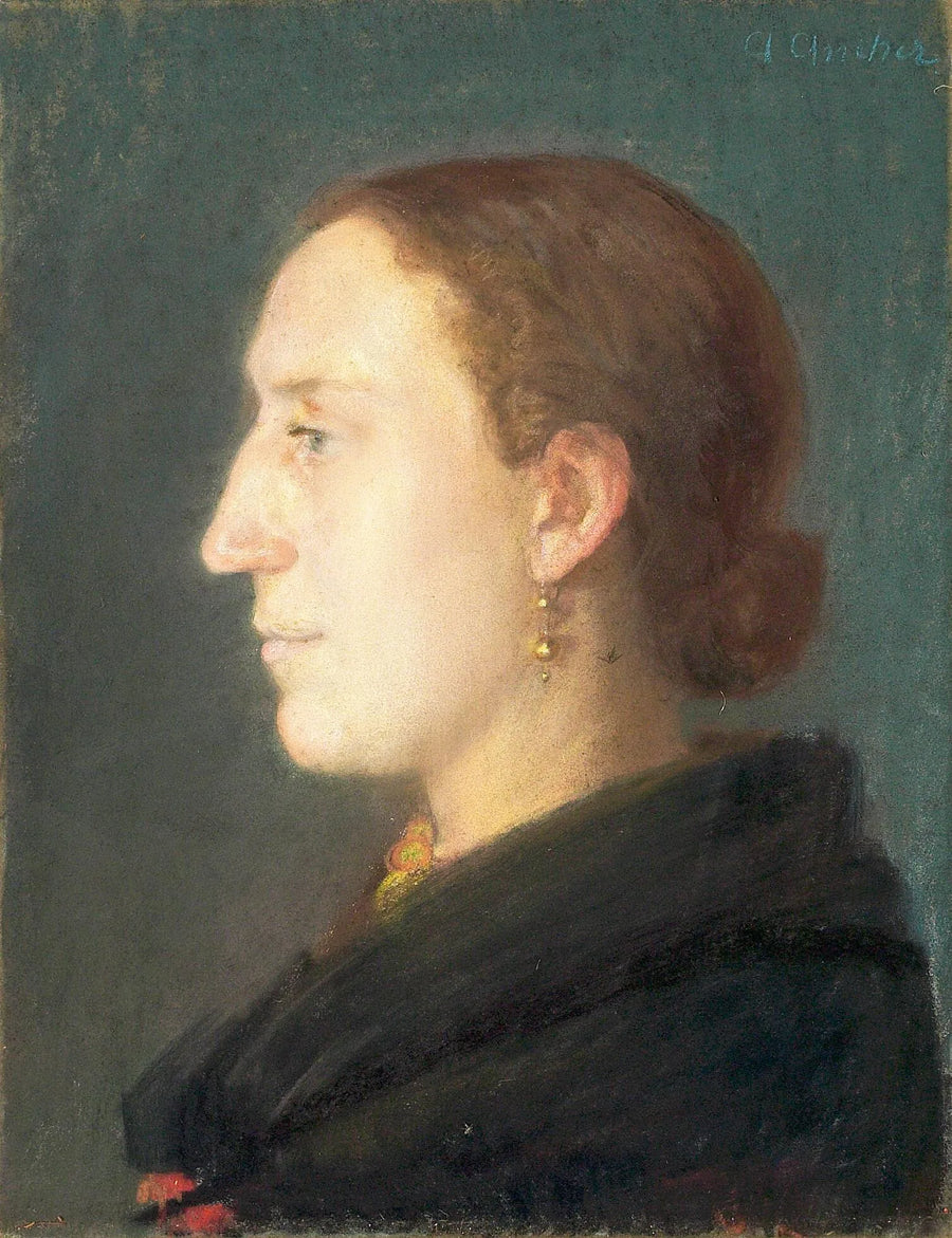 Retrato de una mujer sentada mirando hacia adelante, girada hacia la derecha. - Anna Ancher