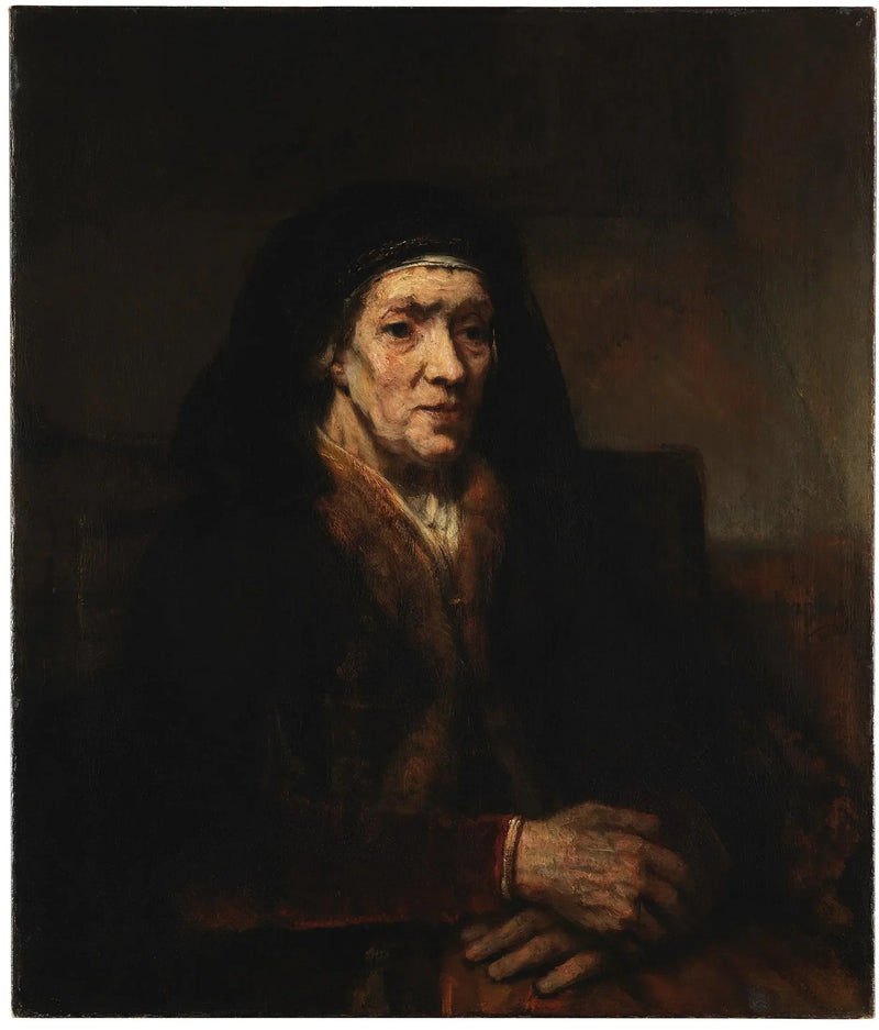 Retrato de una mujer sentada, con las manos juntas - Rembrandt