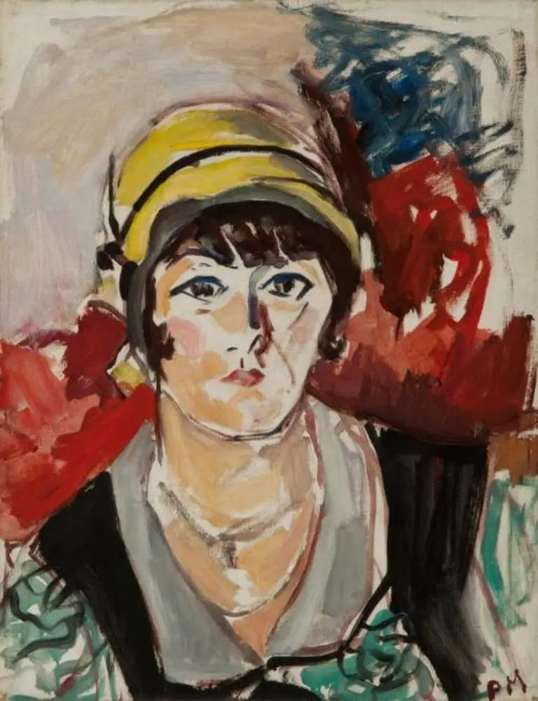 Retrato de una mujer con sombrero amarillo - Piet Mondrian