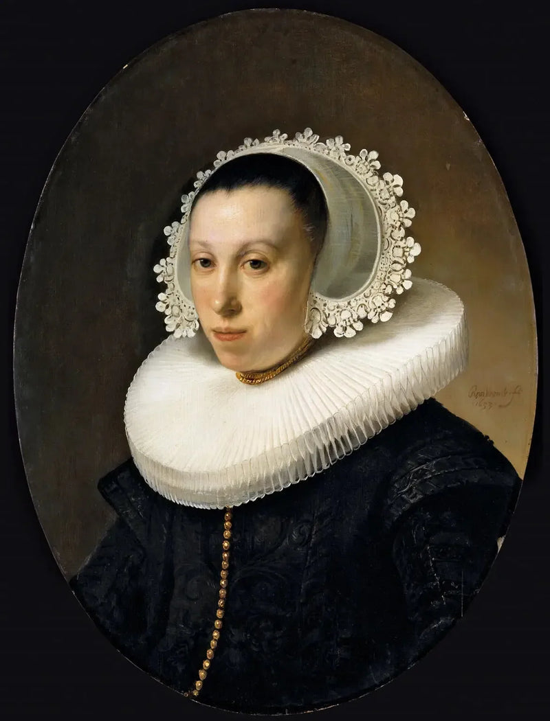 Retrato de una mujer con collar de piedra de molino - Rembrandt