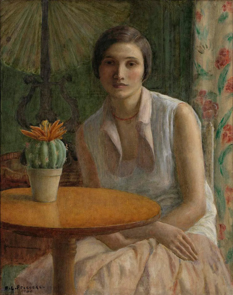 Retrato de una mujer (con un cactus) - Frederick Carl Frieseke