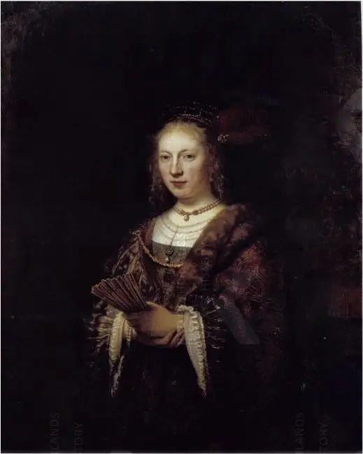 Retrato de una mujer con un abanico - Rembrandt