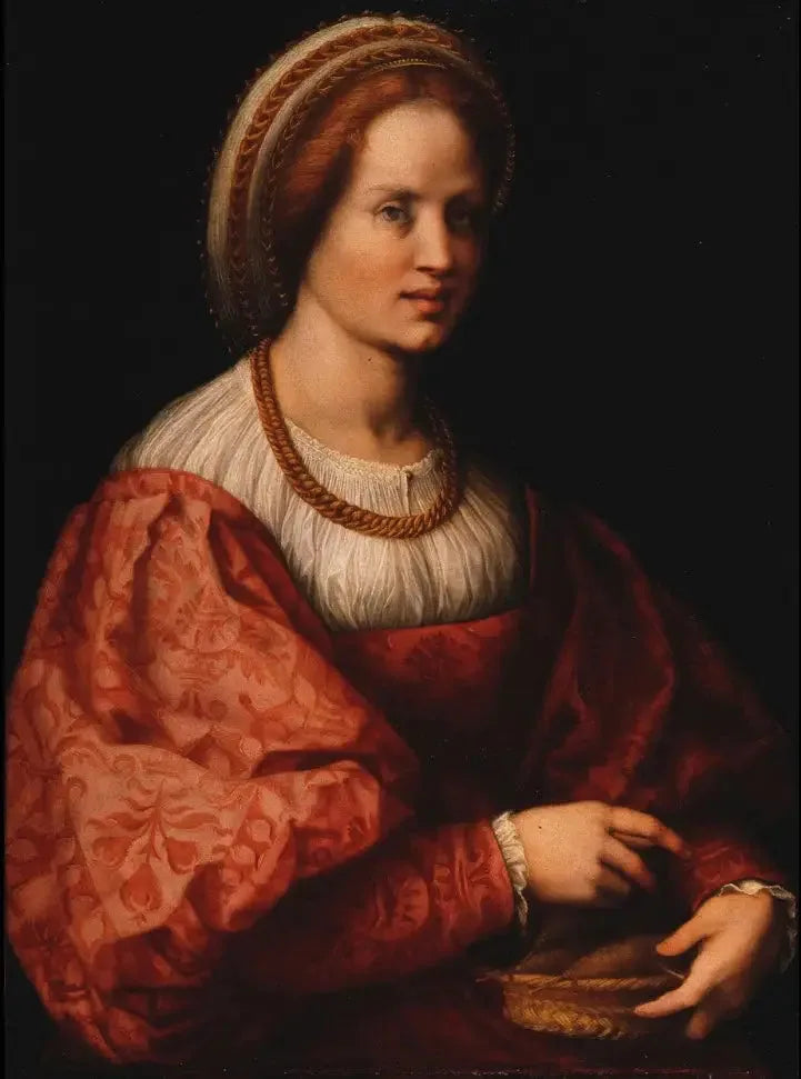 Retrato de una mujer con una cesta de carboncillos - Andrea del Sarto