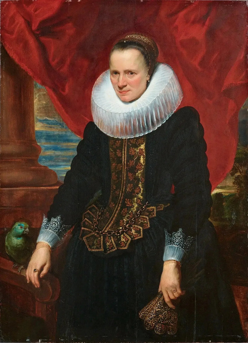 Retrato de una mujer con un loro - Antoine van Dyck