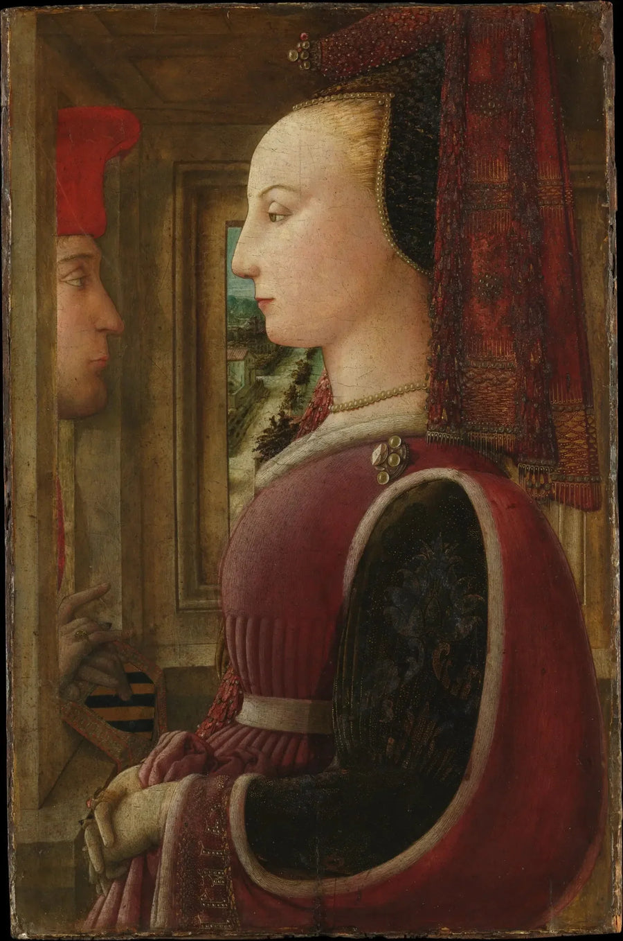 Retrato de una mujer y un hombre en la ventana - Fra Filippo Lippi