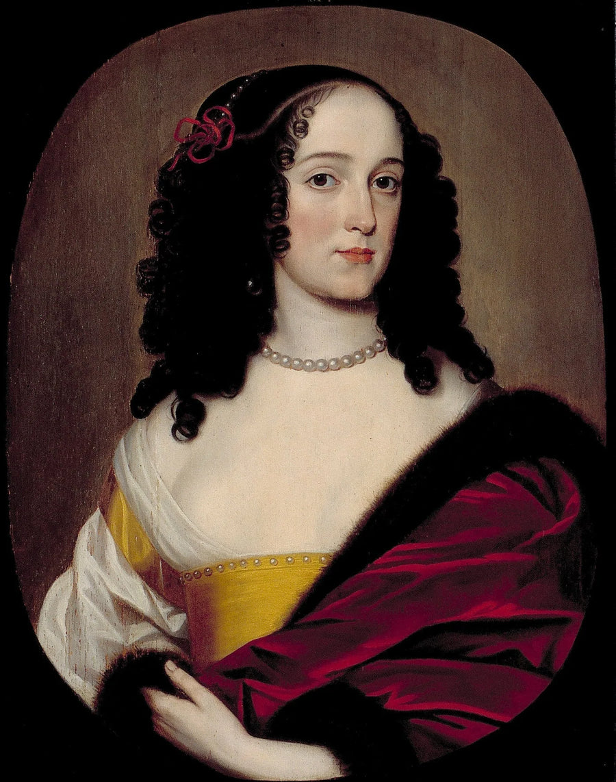 Retrato de una mujer, posiblemente Anna Trajectina van Brederode (1625/26-1672), esposa de George Hermann Reinhard, Conde de Wied - Gerrit van Honthorst