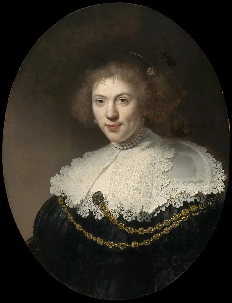 Retrato de una mujer con una cadena de oro - Rembrandt