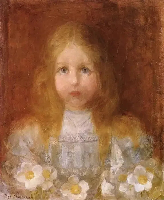 Retrato de una niña con flores - Piet Mondrian