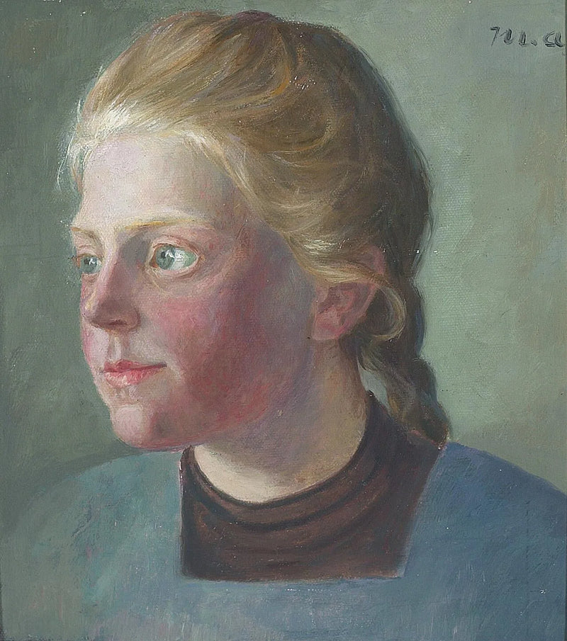 Retrato de una joven con cabello trenzado. - Michael Peter Ancher