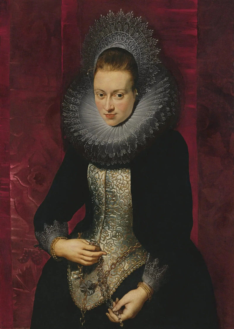 Retrato de una joven mujer con un rosario - Peter Paul Rubens