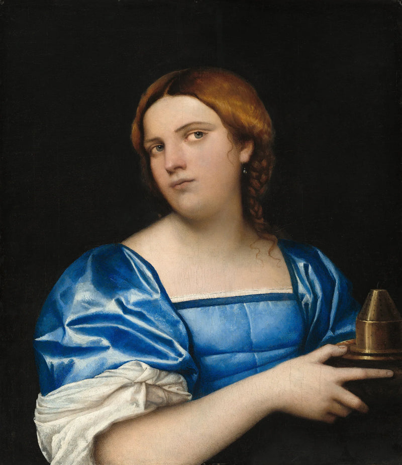 Retrato de una joven mujer en Virgen Sabia - Sebastiano del Piombo