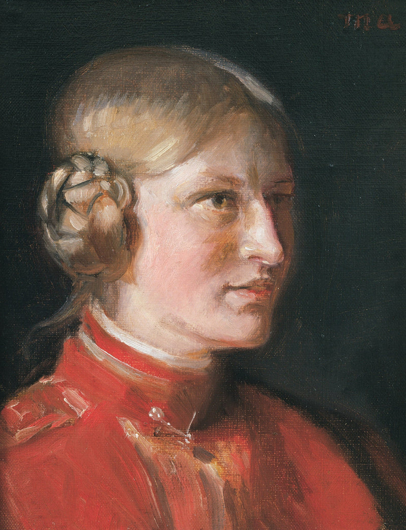 Retrato de una joven con un vestido rojo - Michael Peter Ancher