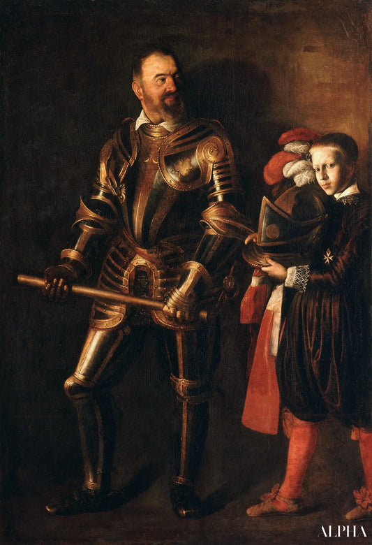 Portrait d'Alof de Wignacourt, Grand Maître de l'Ordre de Malte de 1601-22 (1547-1622), avec hi - Caravage - Reproductions de tableaux et peintures haut de gamme