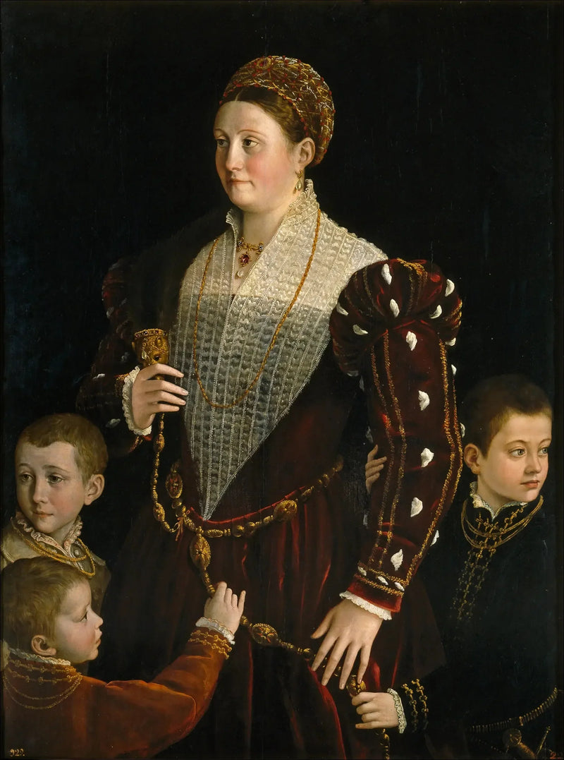 Retrato de Camilla Gonzaga y de sus tres hijos - Parmigianino