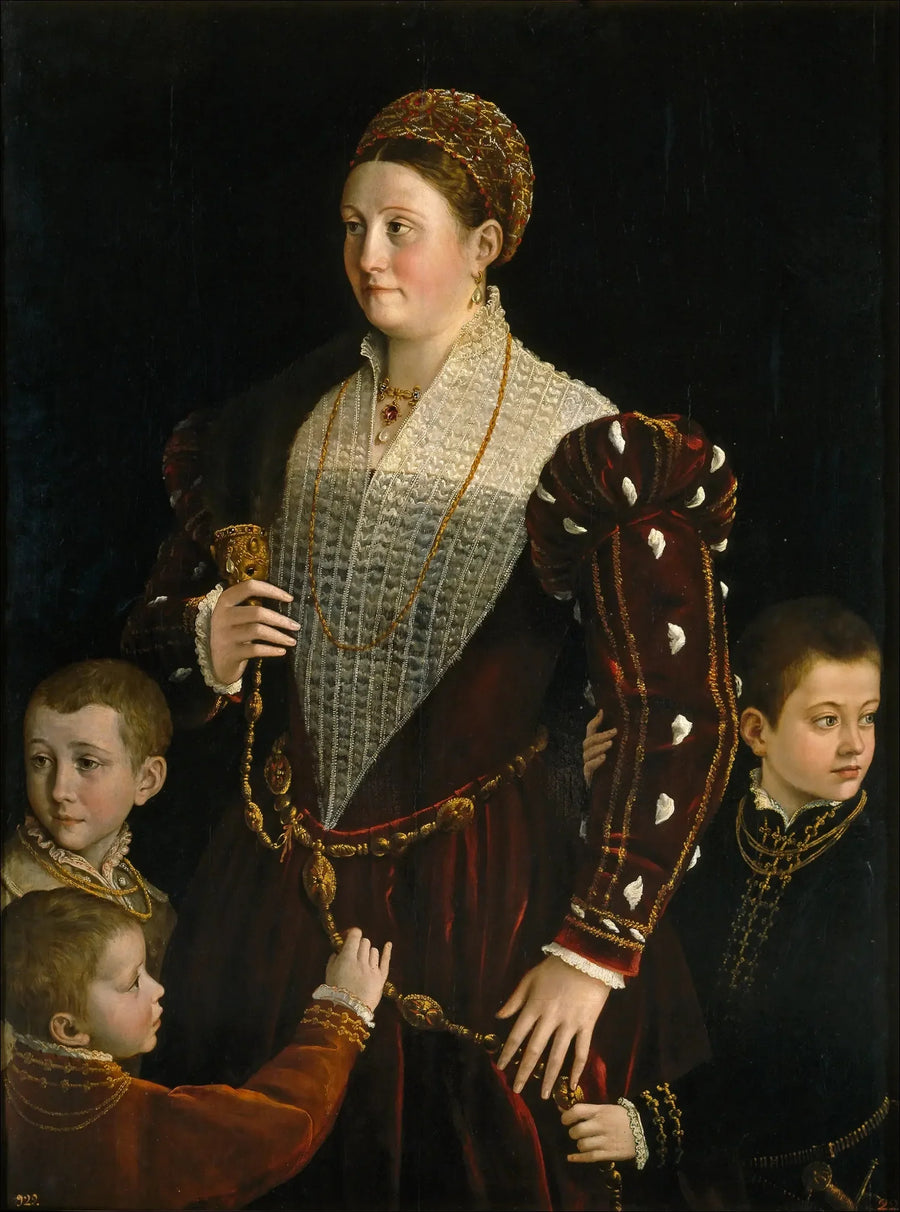 Retrato de Camilla Gonzaga y de sus tres hijos - Parmigianino