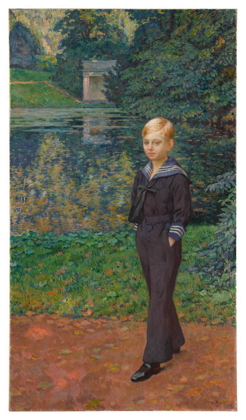 Retrato de Claude Stevens en marinero, en el jardín - Théophile van Rysselberghe