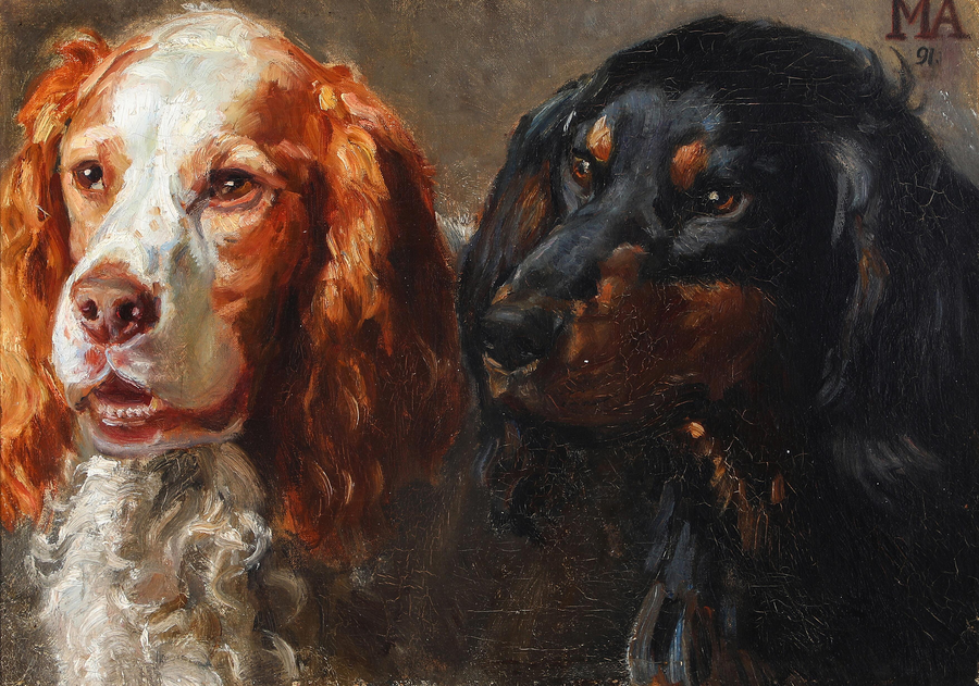 Retrato de dos perros de caza. - Michael Peter Ancher