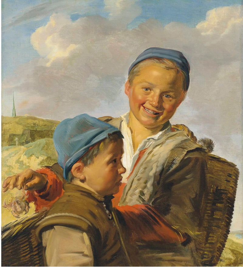 Retrato de dos niños pescadores, uno sosteniendo un cangrejo - Frans Hals