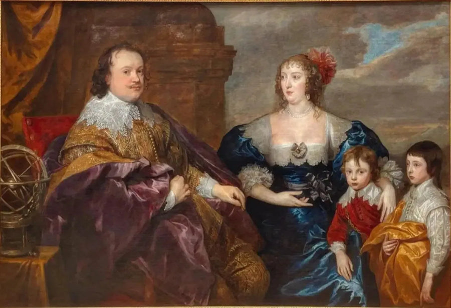 Retrato familiar de Sir Kenelm Digby (1603-1665) y Lady Venetia Anastasia Stanley (1600-1633) con sus hijos Kenelm Digby y John Digby (1627-1690) - Antoine van Dyck