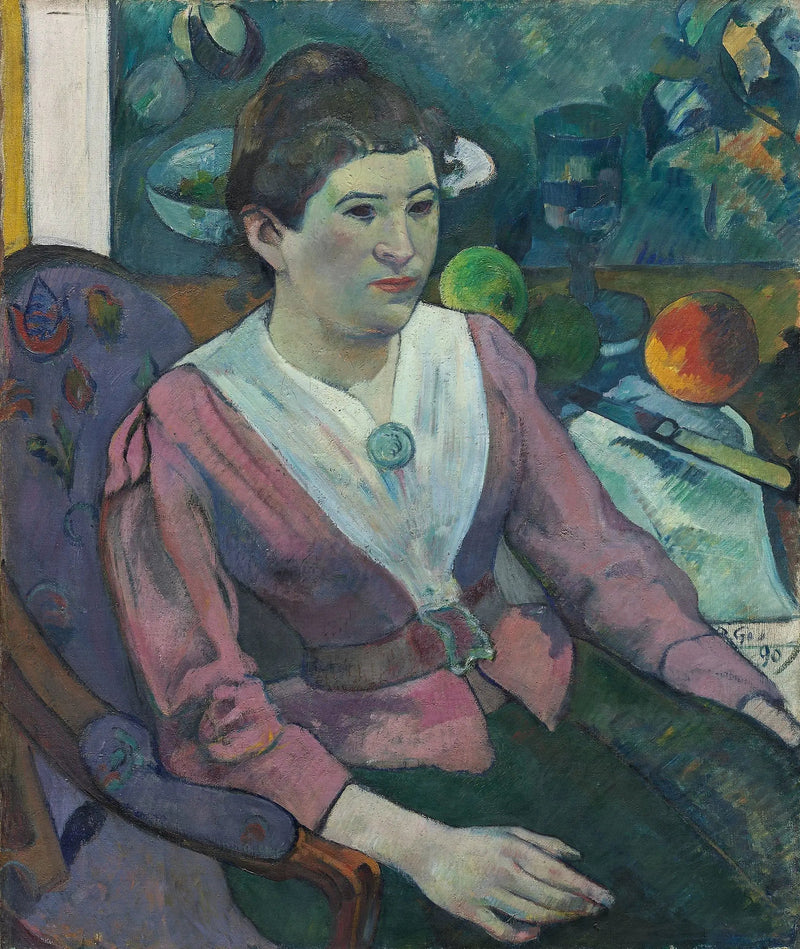 Retrato de mujer con naturaleza muerta de Cézanne - Paul Gauguin