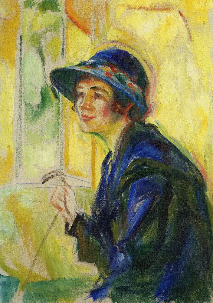 Retrato de mujer sobre un fondo amarillo - Edvard Munch