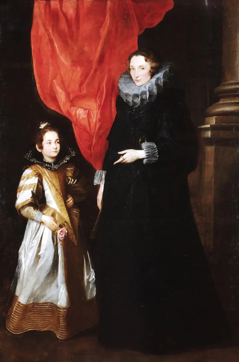 Retrato de Geronima Sale Brignole con su hija María Aurelia - Antoine van Dyck