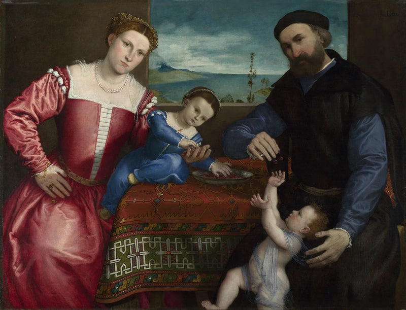 Retrato de Giovanni della Volta con su esposa y sus hijos - Lorenzo Lotto