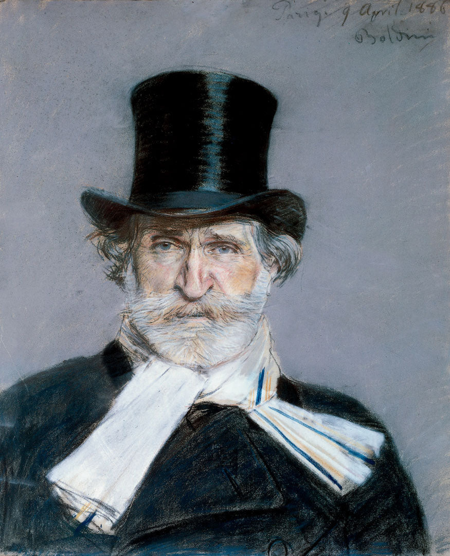 Portrait de Giuseppe Verdi à l'écharpe blanche et haut-de-forme - Giovanni Boldini image 1 reproduction réalisée par Alpha Reproduction