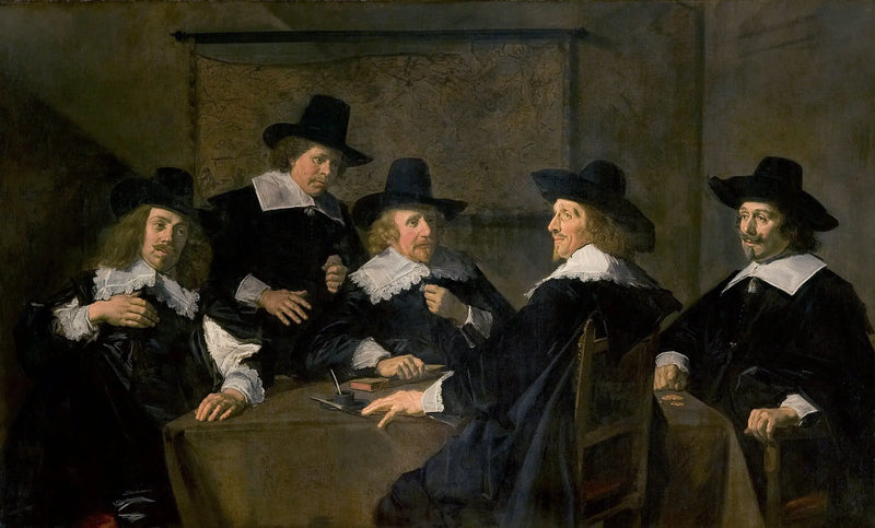 Retrato de grupo de los regentes del hospital Sainte-Élisabeth de Haarlem - Frans Hals