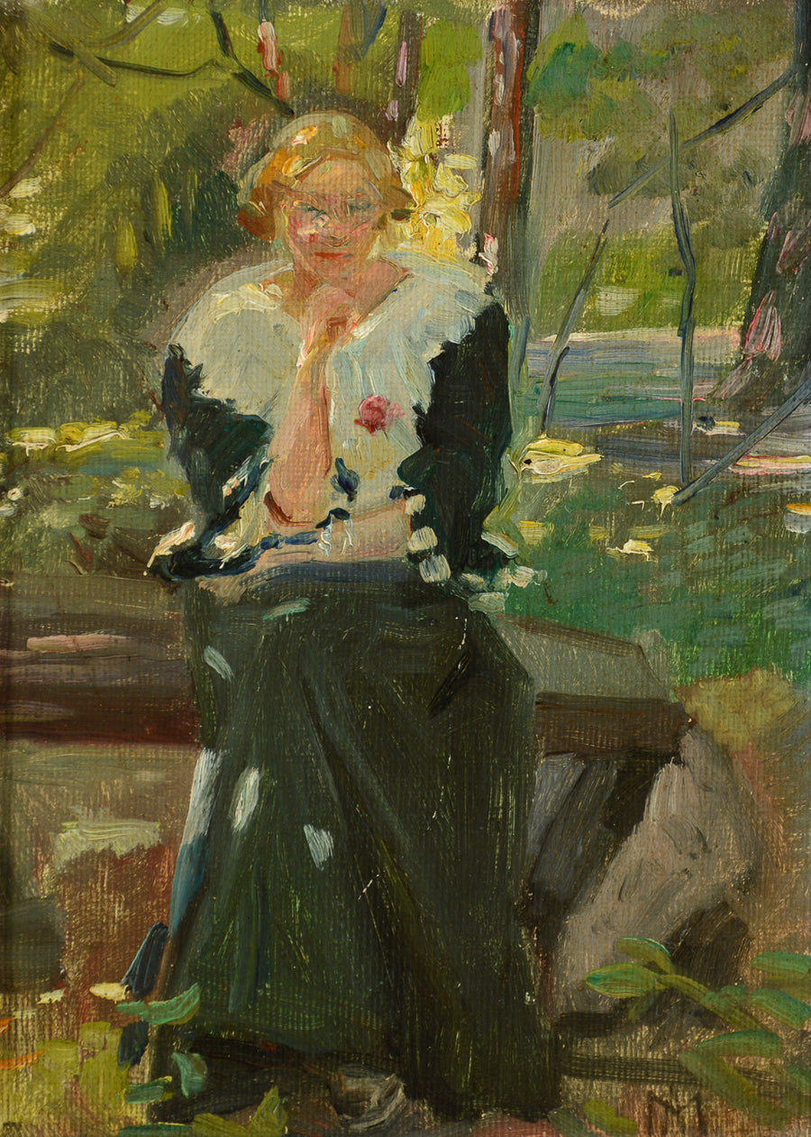 Retrato de Helga Ancher en el jardín de Amalievej, Frederiksberg. -Michael Peter Ancher