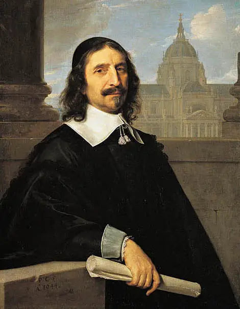 Retrato de Jacques Lemercier frente a la capilla de la Sorbona construida entre 1635 y 1653 - Philippe de Champaigne