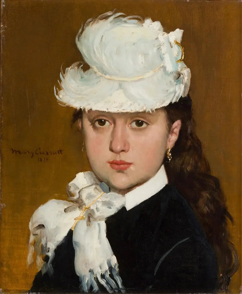 Retrato de joven mujer con sombrero blanco - Mary Cassatt