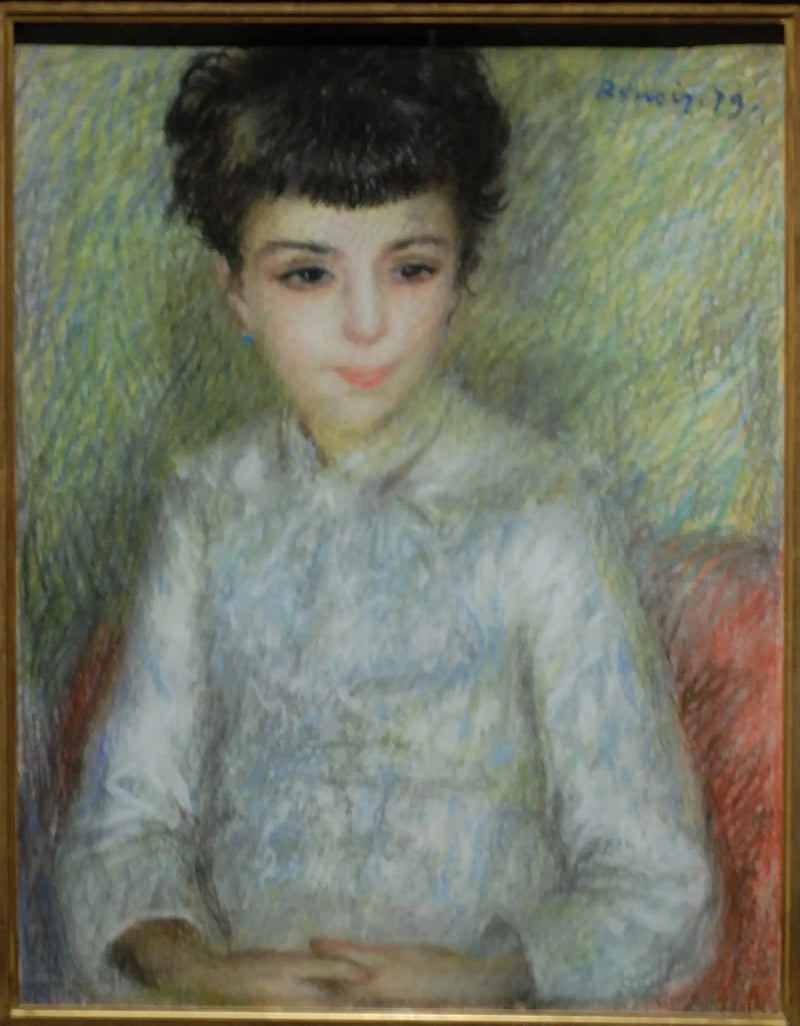 Retrato de una joven morena, sentada con las manos cruzadas - Pierre-Auguste Renoir