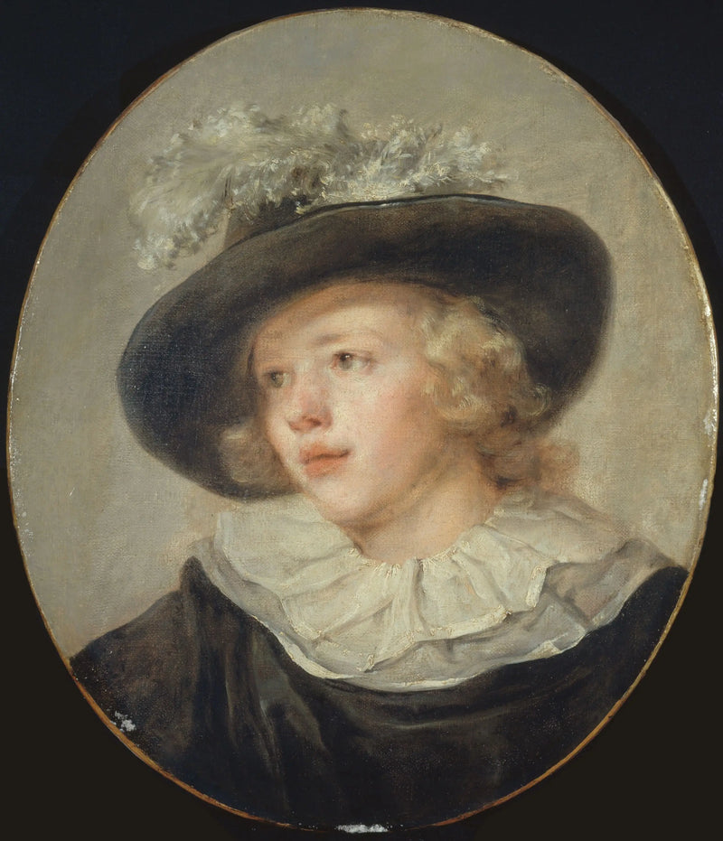 Retrato de un joven con sombrero de plumas - Jean-Honoré Fragonard