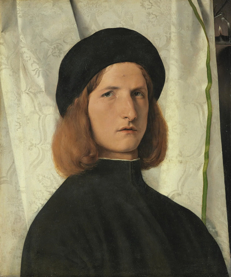 Retrato de un joven con lámpara - Lorenzo Lotto