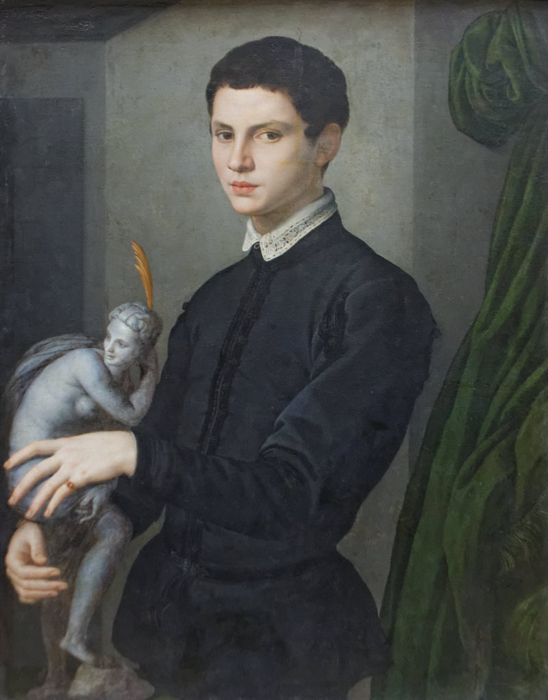 Retrato de un joven sosteniendo una estatuilla - Bronzino