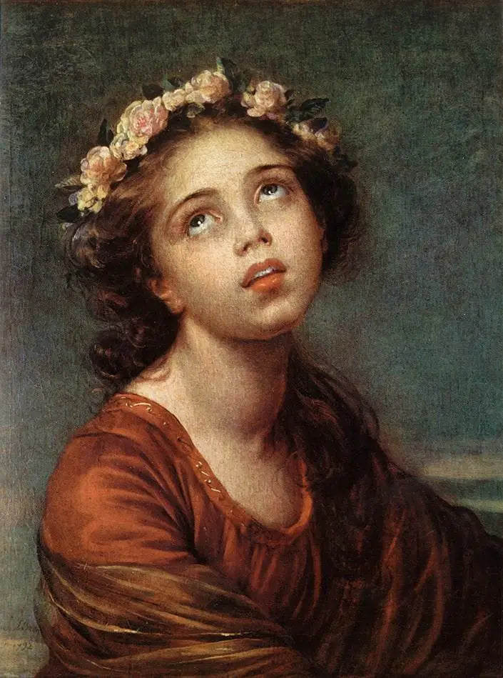 Retrato de Julie Lebrun llevando una corona de rosas - Élisabeth Vigée Le Brun