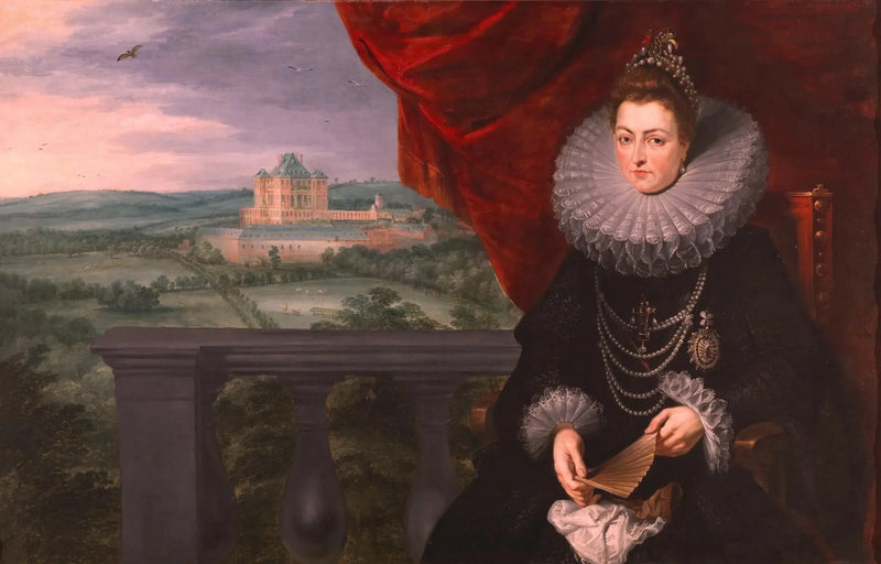 Retrato de la infanta Isabel con el castillo de Mariement en el fondo - Peter Paul Rubens