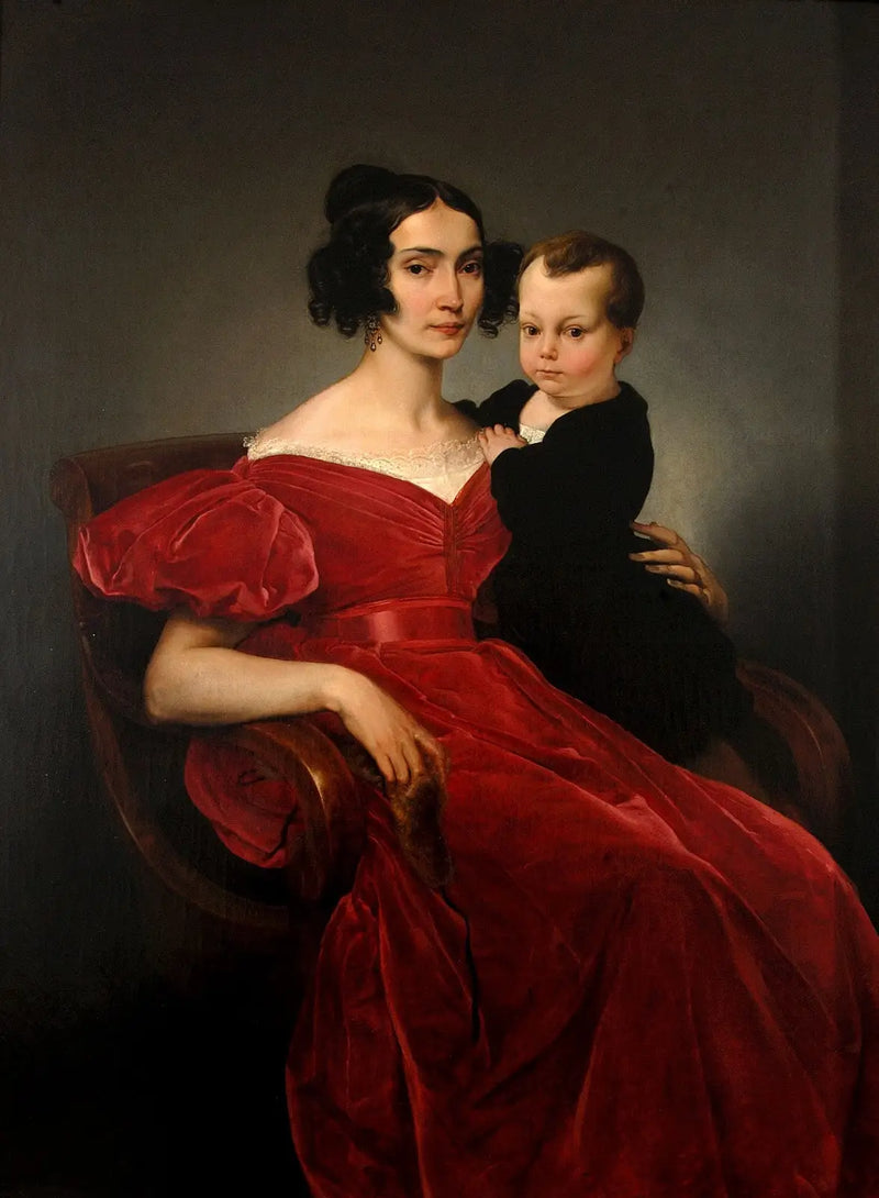 Retrato de la condesa Teresa Zumali Marsili con su hijo Giuseppe - Francesco Hayez