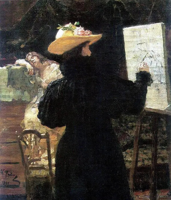 Retrato de la princesa María Klavdievna Tenisheva cuando trabajaba - Ilya Repin