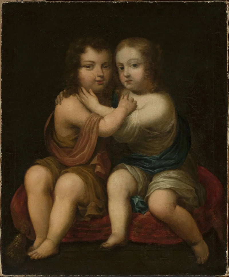 Retrato de Luis XIV niño con su media hermana Henrietta de Inglaterra. - Pierre Mignard