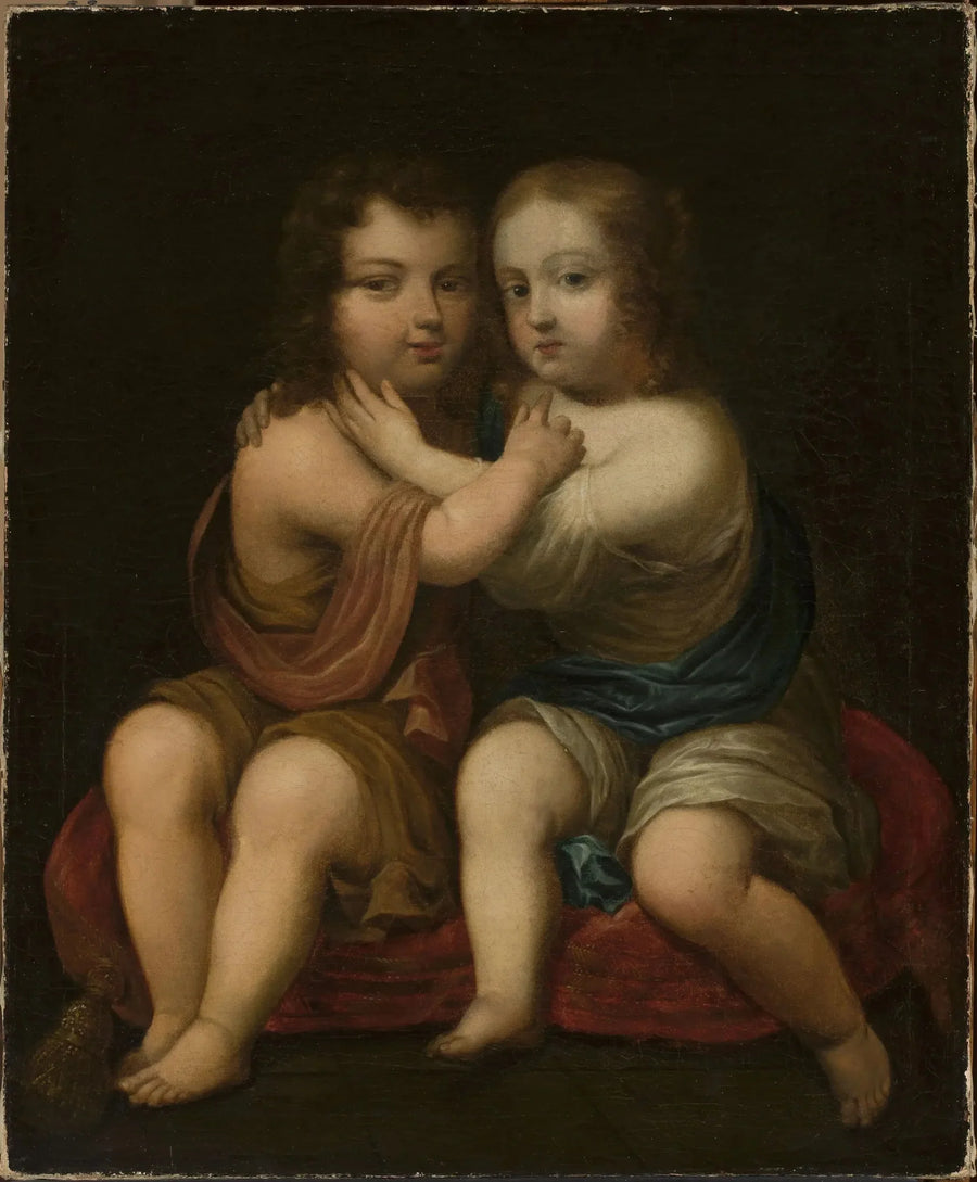 Retrato de Luis XIV niño con su media hermana Henrietta de Inglaterra. - Pierre Mignard