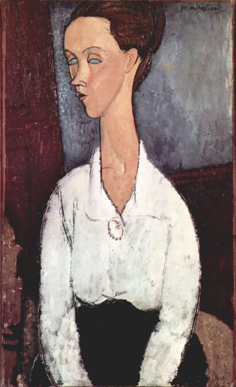 Retrato de Lunia Czechowska con blusa blanca - Amedeo Modigliani
