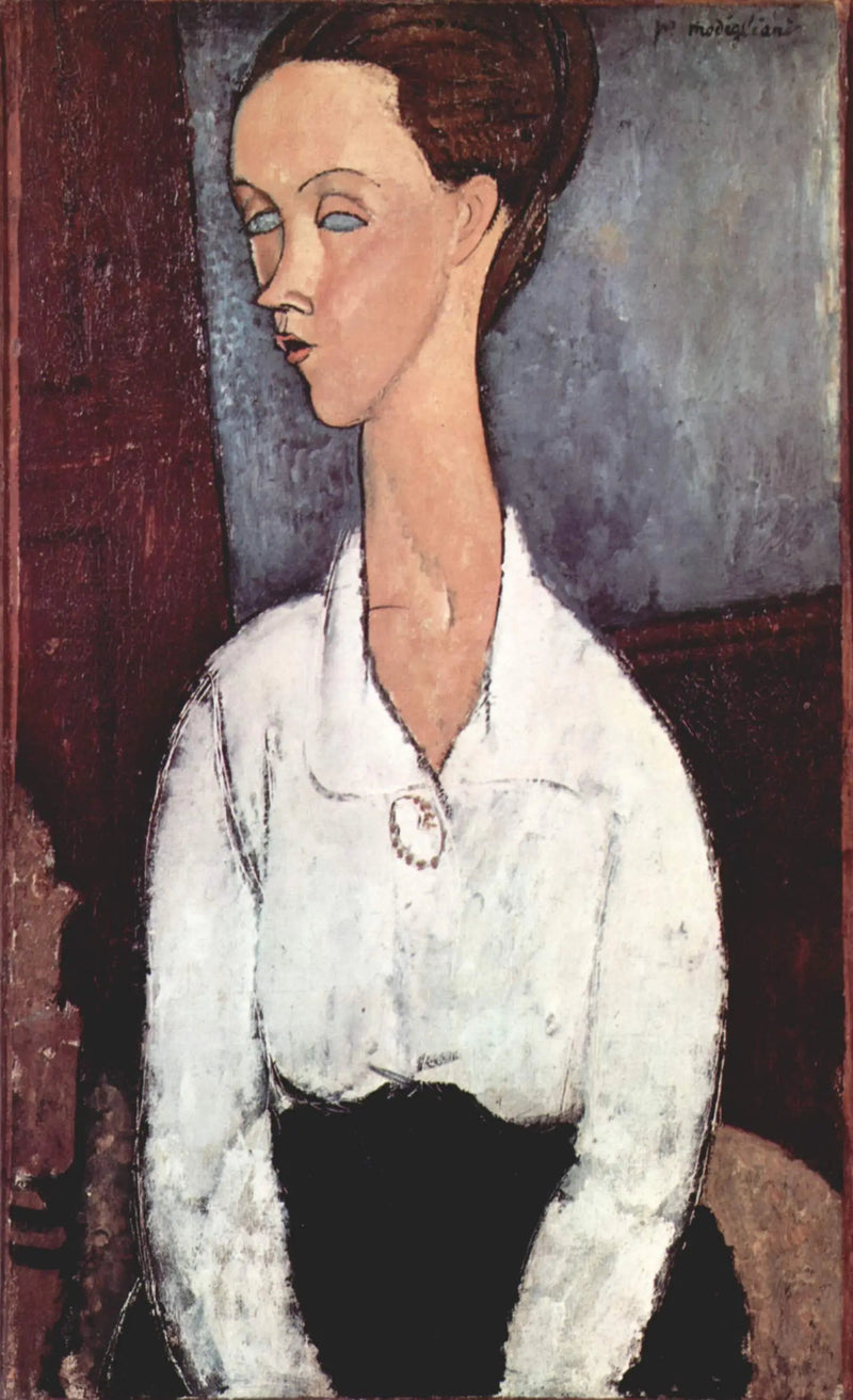 Retrato de Lunia Czechowska con blusa blanca - Amedeo Modigliani