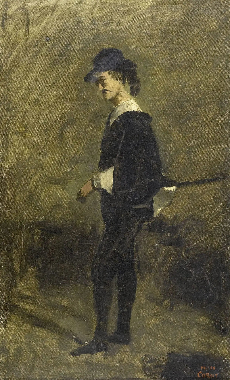 Retrato del señor Bigour d'Arras con traje de Hamlet - Jean-Baptiste Camille Corot