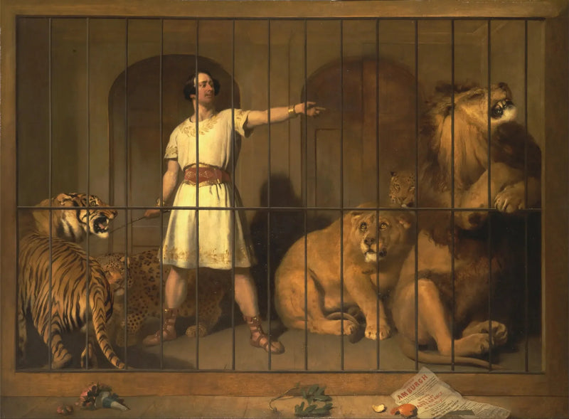 Retrato del señor Van Amburgh, tal como aparecía con sus animales en el teatro de Londres - Edwin Henry Landseer