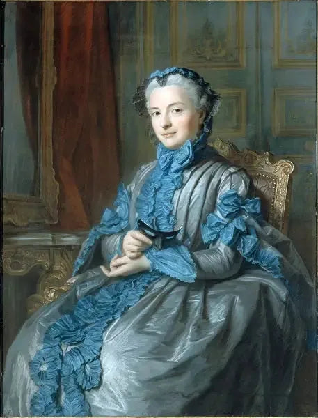 Retrato de la señora presidenta de Rieux, con vestido de baile, sosteniendo una máscara - Maurice-Quentin de La Tour