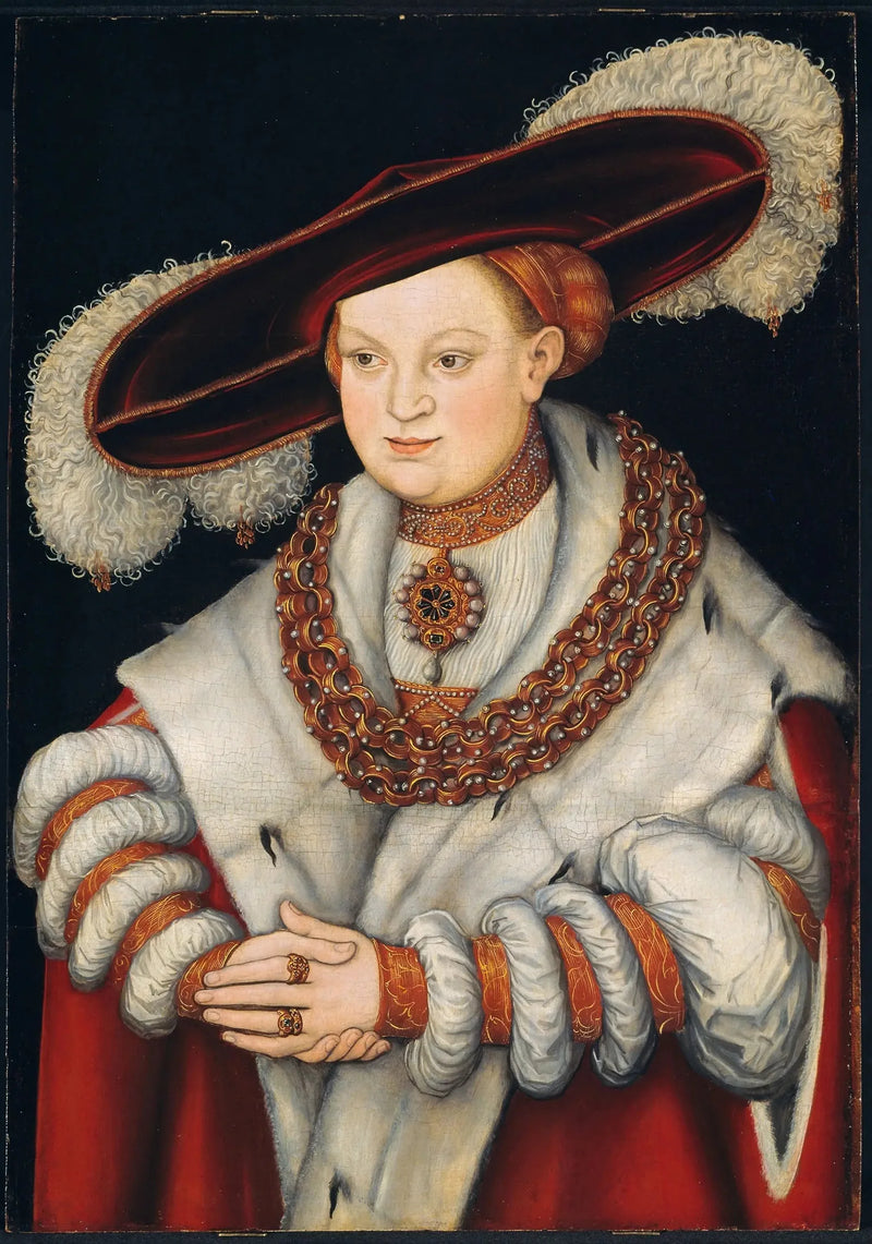Retrato de Madeleine de Saxe, primera esposa del elector Joaquín II de Brandeburgo - Lucas Cranach el Viejo